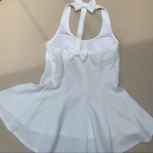 Cute white back bow knot bra pad top/L